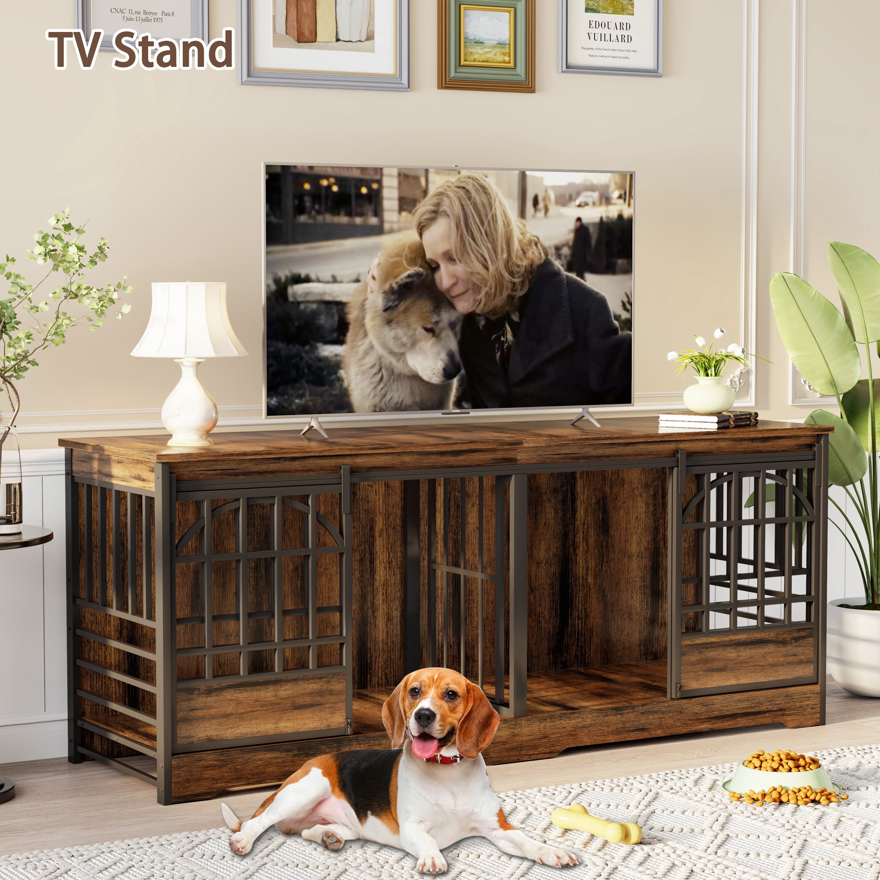 78 inch Dog Crate Furniture XXL Dog Cage Heavy Duty Dog Kennel Indoor with Removable Shelf Divider,Extra Large Double Cage Large Breed