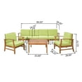 thumbnail image 3 of GDF Studio Abena Outdoor Acacia Wood 6 Seater Sofa and Club Chair Set, Teak and Green, 3 of 13