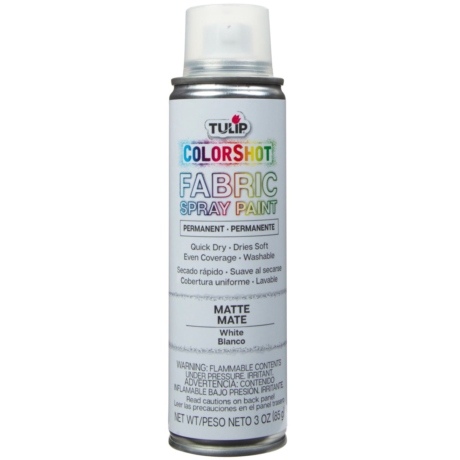 Tulip Color Shot Instant Fabric Spray Paint, 3 fl. Oz. White, Quick Dry and Permanent