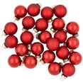 thumbnail image 5 of Northlight 2-Finish Mini Christmas Glass Ball Ornaments - 1" (25mm) - Red - 24ct, 5 of 9