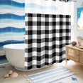 thumbnail image 5 of No Hook Shower Curtain, Black White Plaid Shower Curtains for Bathroom with See Through Top Window, Gradient Geometric Buffalo Checkered Waterproof & Washable Bath Curtain Stall 48"x72", 5 of 9