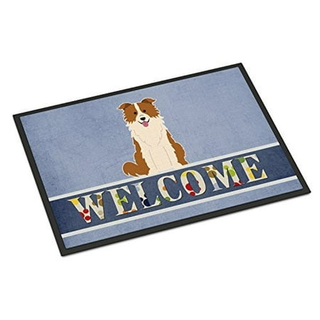 carolines Treasures BB5700MAT Border collie Rouge Blanc Tapis d'Intérieur Ou d'Extérieur 18x27, 18H X 27W, Multicolore