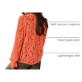 thumbnail image 4 of Blusa de Encaje para Mujer PRETTYGARDEN Manga Larga con Botones Naranja Talla L, 4 of 9