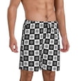 thumbnail image 2 of Naloa Checkerboard With Snowflake 1 Men's Short Pajama Pants, Pj Shorts, Lounge Comfort Shorts-Small, 2 of 6