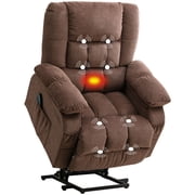 JONPONY Power Lift Recliner Chair Recliners for Elderly with Heat and Massage Recliner Chair for Living Room with Infinite Position and Side Pocket,USB Charge Port,Brown