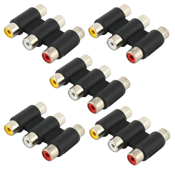 Unique Bargains AV Audio Video 3 RCA Female to Female Joiner Coupler Adapter Connector 5pcs
