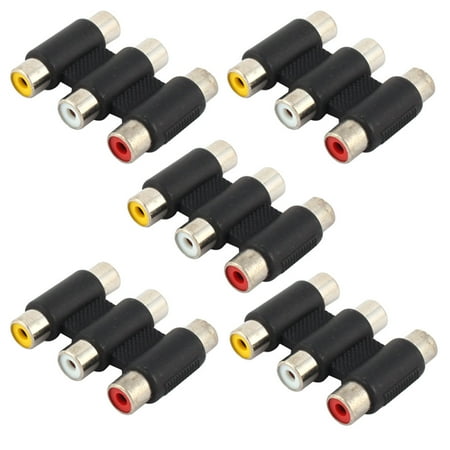 Uxcell AV Audio Video 3 RCA Female to Female Joiner Coupler Adapter Connector 5pcs