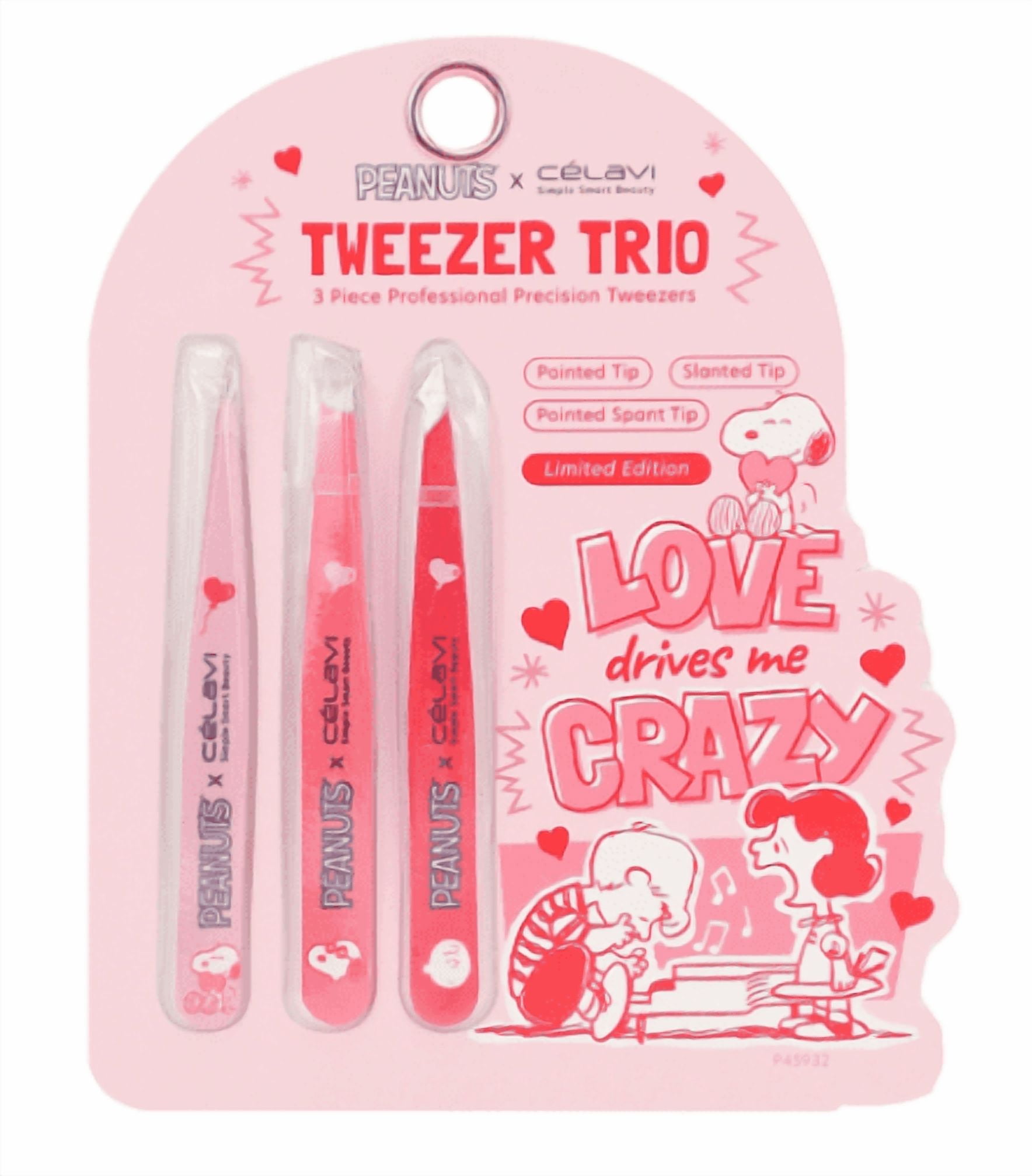 CELAVI x PEANUTS Love Drives Me Crazy Tweezer Trio Limited Edition