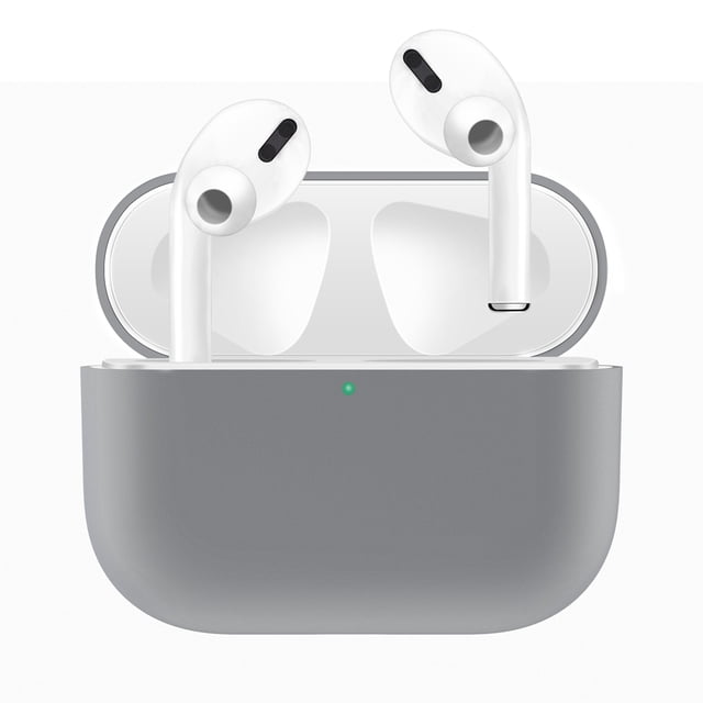 TORUBIA Protective Silicone Cover for AirPods Pro Case, Hingeless, Slim-Fit, Visible Front LED, Shock & Scratch-Resistant Ultra-Thin Case Skin for AirPods Pro Charging Case Light Grey