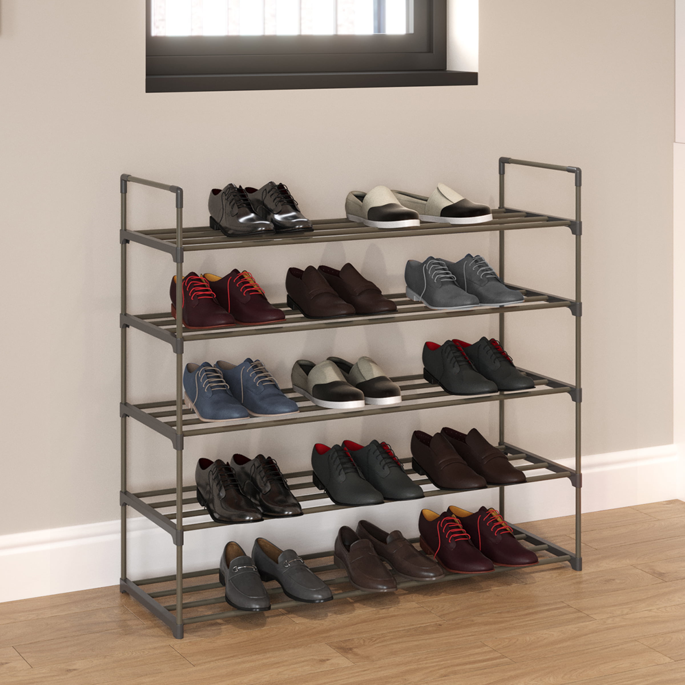  Awenia 5 Tiers Shoe Rack Organizer 30 Pairs,Adjustable Shoes  Shelf Tower Metal Tall for Closet with Spare Parts,DIY Assembly, Black :  Home & Kitchen