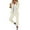 Beige, variant on Women's 2 Piece Office Suit - Long Sleeve Lapel Jacket & High Waist Pants, Polyester Spandex, Slim Fit