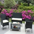 thumbnail image 3 of 4 Piece Rattan Patio Furniture Set In Brown With Cushioned Seats & Durable Wicker, Ideal For Outdoor Relaxation, 3 of 11