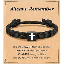 Christian Gifts for Men Women Teens Inspirational Religious Bible Verse Joshua 1:9 Cross Bracelet Braided Rope Adjustable Bracelet Baptism Confirmation First Communion Gifts
