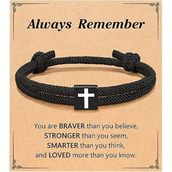 Christian Gifts for Men Women Teens Inspirational Religious Bible Verse Joshua 1:9 Cross Bracelet Braided Rope Adjustable Bracelet Baptism Confirmation First Communion Gifts