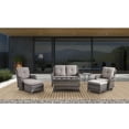 thumbnail image 5 of PARKWELL 7Pcs Outdoor Wicker Rattan Conversation Patio Furniture Set, including Two-seater Sofa, Rocking Chairs, Coffee Table, Ottomans and Side Table with Cushion, Gray, 5 of 10