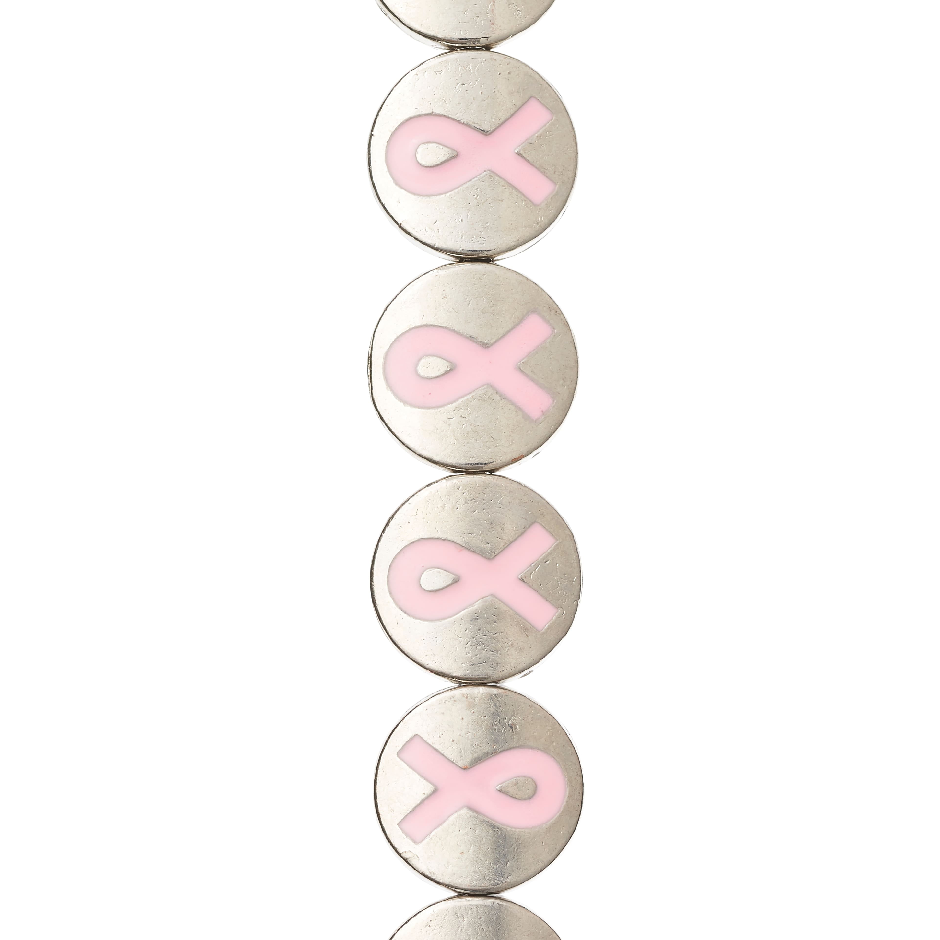 Pink Ribbon Metal MICHAELS Pink Ribbon Metal Lentil Beads, 14mm by Bead Landing ...