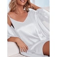 thumbnail image 7 of KISSGAL Sleeveless Nightgowns with Robes Set Satin Silk Bridal Party 3/4 Sleeves Bathrobes with Pocekts, 7 of 7