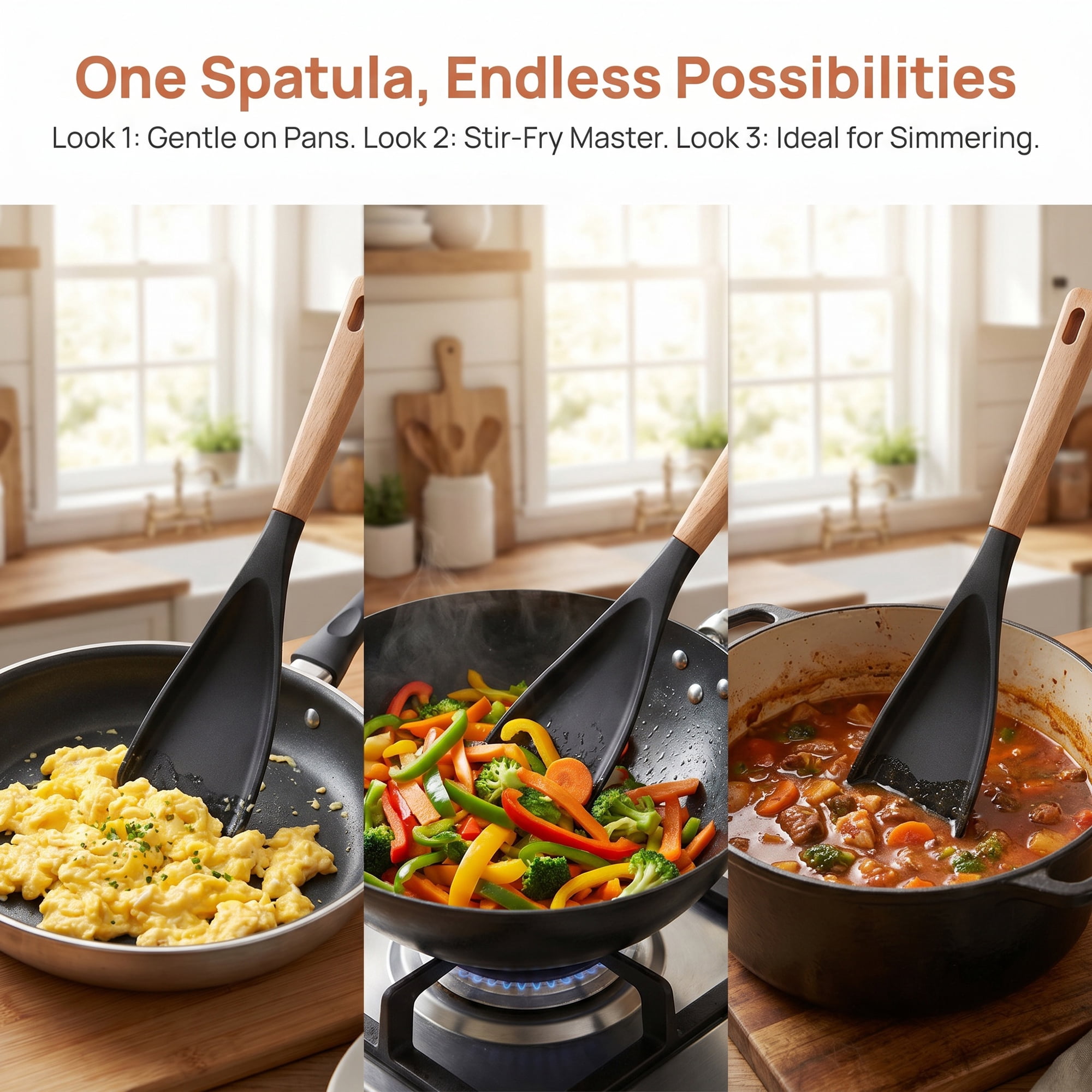 Unique Bargains Spatula Kitchen Heat-Resistant Cooking Utensil Black