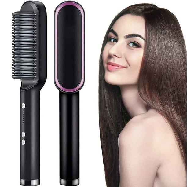Hair Straightener Brush, Curling Iron Straightening Hair Comb for Women  Gifts - Hair Dryer Brush with Anti-Scald Ceramic Plates and 5 Temp Settings  