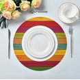 thumbnail image 5 of SKYSONIC Wooden Colored Stripes Round Placemats for Dining Table Non-Slip Heat-Resistant Polyester Table Mats Set of 1 Washable Table Mats for Kitchen Dining Table Decoration (26), 5 of 7