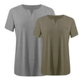 thumbnail image 3 of Fashion Olyvenn 2 Pack Plus Size Tops for Women V-Neck Casual Loose Summer Short Sleeve Shirts Solid Blouse Hide Belly Tunics Gray XXXL, 3 of 3