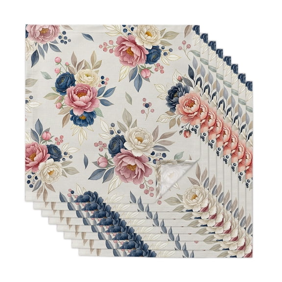 Cloth Napkins Set of 8 - 20x20 Inches, Colorful Flowers Washable Reusable Table Napkins, Spring Summer Watercolor Floral Leaf Soft & Absortbent Dining Napkin for Party Wedding Hotel Restaurant