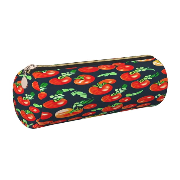 Disketp Tomatoes Estuche Organizador de Lápices de Cuero, Estuche de Oficina con Cremallera para Bolígrafo y Lápiz