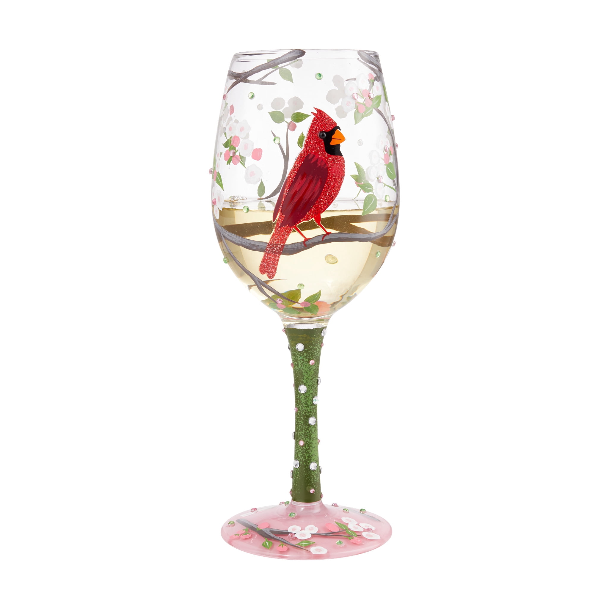 Lolita Cardinal Beauty Hand Painted Multicolor Wine Glass 15fl oz