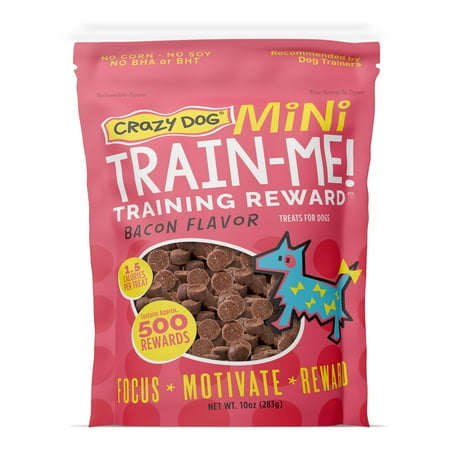 Crazy Dog Mini Train-Me! Training Treats COC110 oz. Pouch  Bacon Flavor  with 500 Treats per Bag  Recommended by Dog Trainers