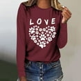 thumbnail image 2 of Women's Graphic Long Sleeve Tops Funny Print Crew Neck Casual Loose Sweatshirts Valentine Day Tee Gift to Ladies(Wine,S), 2 of 5