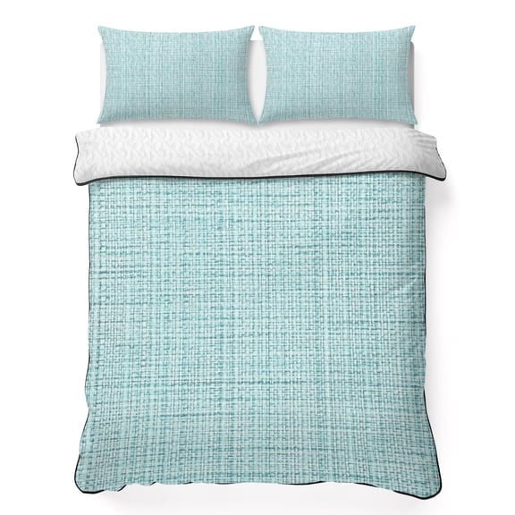 Quilts Twin XL Size Bedding Set, Teal Rustic Lightweight Quilted Comforter, Vintage Farmhouse Aqua Solid Color Soft Reversible Bedspread Coverlet with Pillow Covers for All Season, 68" x 98"
