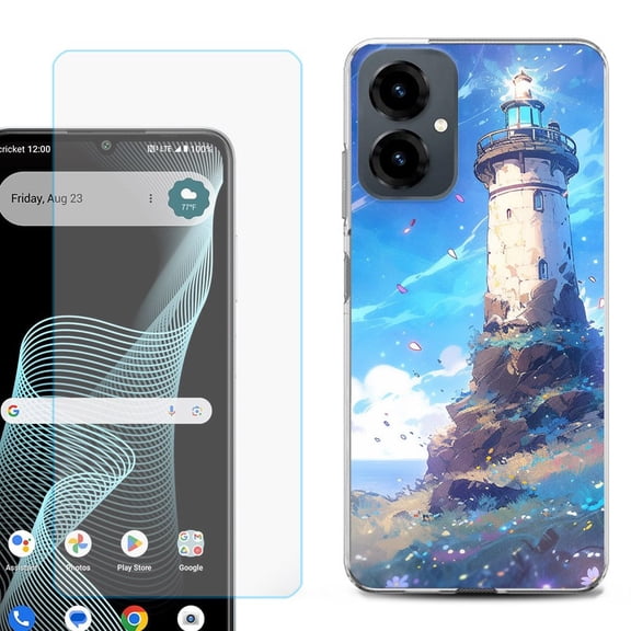 Shockproof Phone Case for Cricket Icon 2026, with Screen Protector, by OneToughShield - Beacon Sky