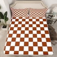 thumbnail image 2 of Erosebridal Brown Checkered Bed Sheets Full White Coffee Checkerboard Sheet Set,Plaid Grid Bedding Teen Men Aesthetic Geometric Bed Sheet Set 4 Piece, 2 of 6