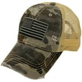 thumbnail image 4 of CC Everyday Distressed Trucker Mesh Summer Vented Baseball Sun Cap Hat (American Flag Camo Gray), 4 of 4