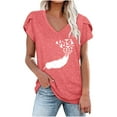 thumbnail image 1 of Birdeem Mode Femmes Été Col en V Manches Courtes T-Shirt Imprimé Décontracté Blouse, 1 of 4