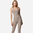thumbnail image 2 of Women's Strappy Back Fitted Tank Top with Scoop Neck - Medium, Beige, 2 of 7