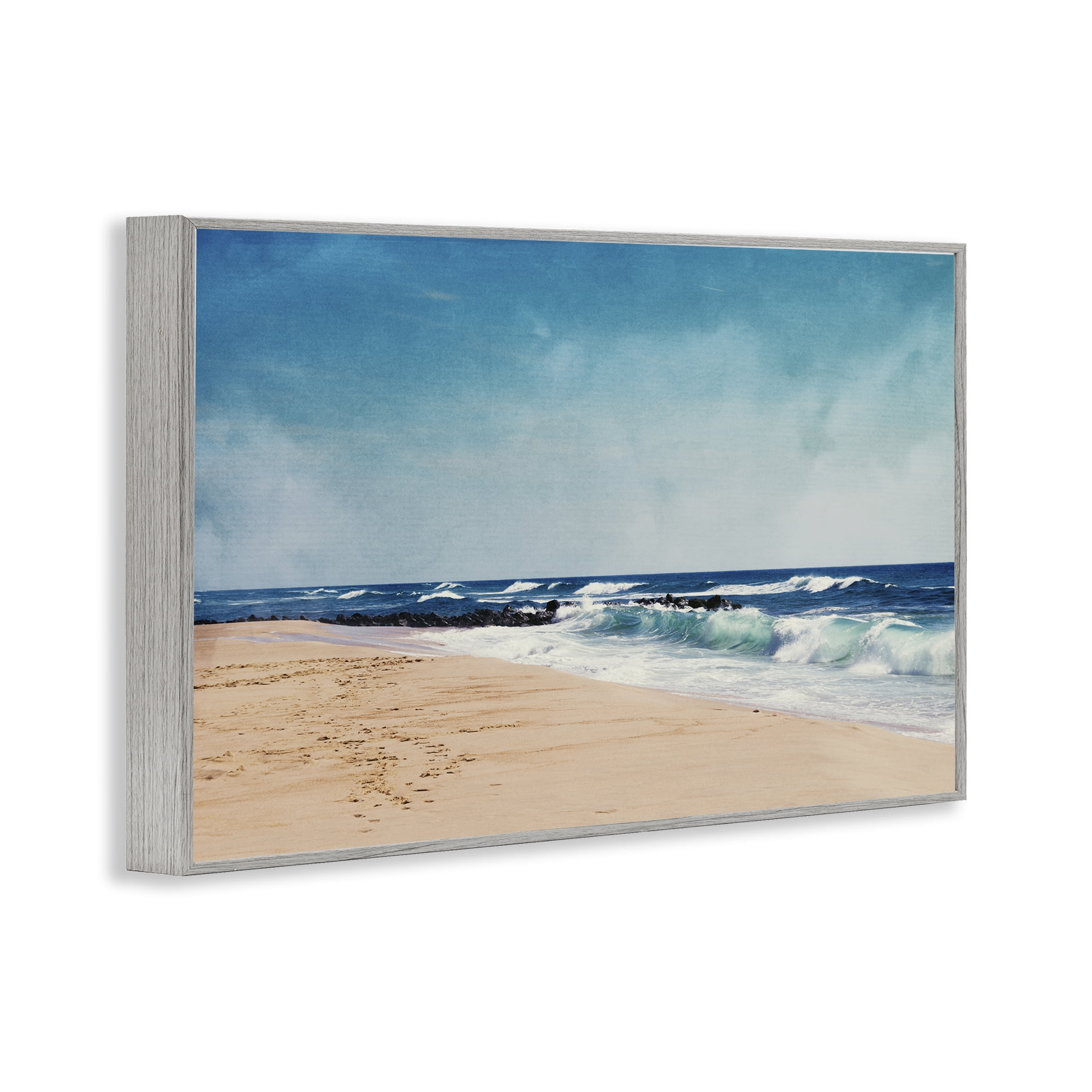 Stupell Industries Atlantic Waves Shoreline Gray Framed Giclee Art, design by Dirk Wüstenhagen