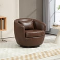 thumbnail image 1 of Fauteuil Tonneau Pivotant à 360° avec Rangement Fauteuil Pivotant Moderne en Cuir Bouclé Rond pour Salon (Marron), 1 of 8