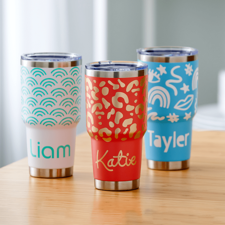 Ejemplo visual de diseño aplicado a vaso personalizado