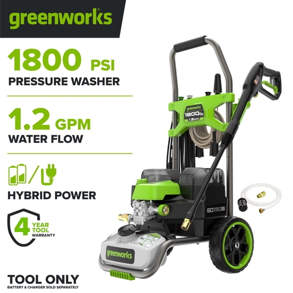 Greenworks Hybrid 60V 1800 PSI at 1.2 GPM Electric Cold Water Pressure Washer 5109402T