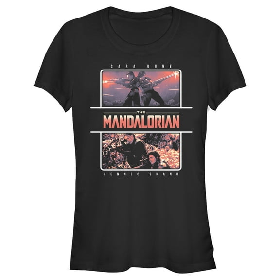 Junior's Star Wars: The Mandalorian Female Duo  Graphic Tee Black X Large