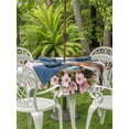 thumbnail image 3 of Outdoor Tablecloths with Umbrella Hole & Zipper, Birds Floral Round Tablecloths 60 Inch, Farmhouse Country Pink Flower Leaf Wood Grain Waterproof Table Cloth, Patio/Pool/Picnic Table Covers, 3 of 8
