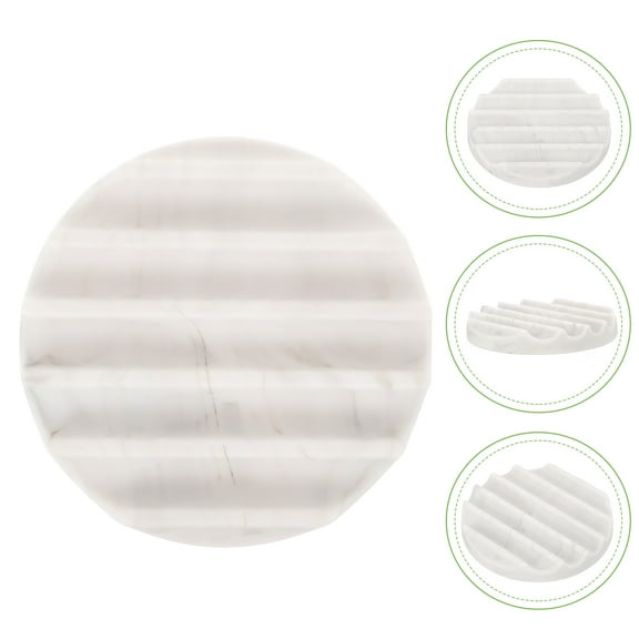TEHAUX Round Soap Dish with Drain 1Pack for Bar Soap in White Marble Pattern