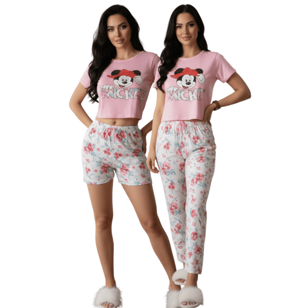 Pijama De 3 Piezas Mujer Pantalon Short Y Playera A Juego