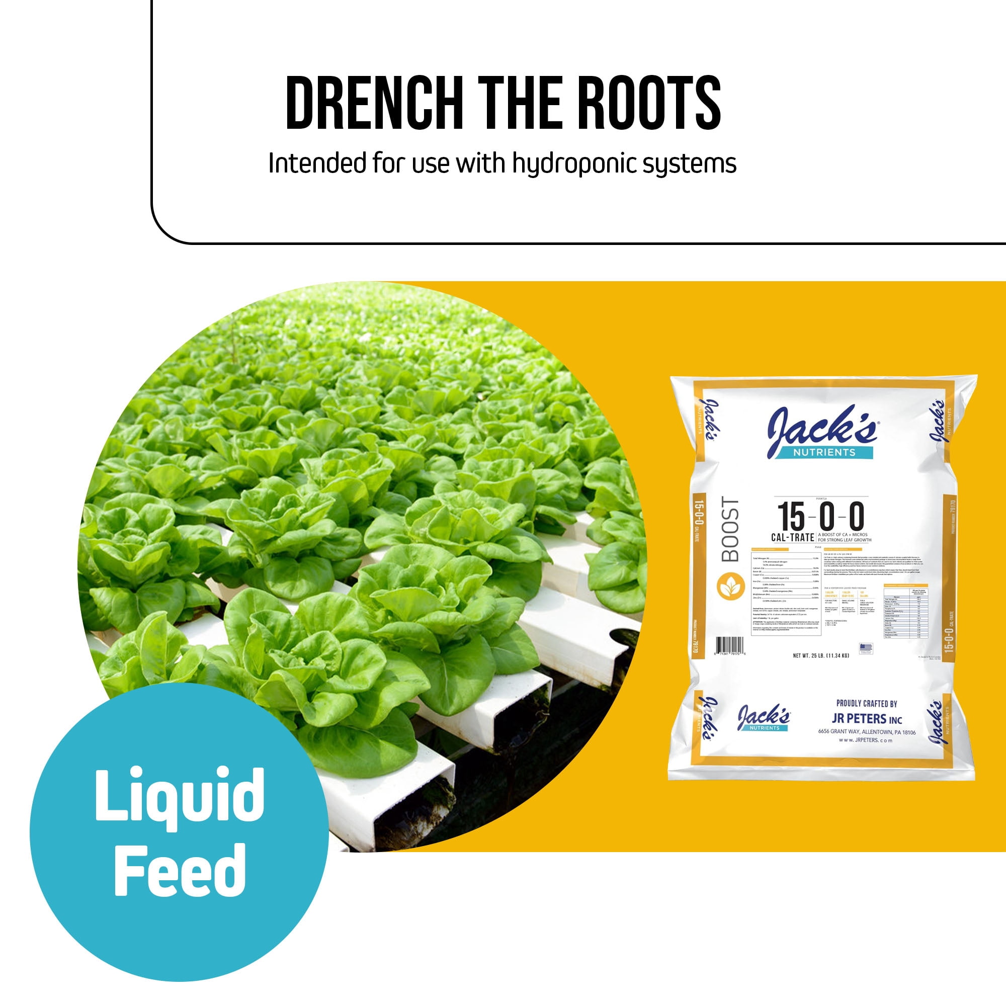 Jack’s Nutrients 15-0-0 Cal-Trate Water-Soluble Fertilizer, 25lbs - A Boost of Calcium and Micronutrients for Strong Leaf Growth
