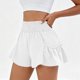 thumbnail image 5 of Shorts Holgados para Mujer con Cintura Elástica Fruncida, Shorts de Pierna Ancha para Verano, Casuales, Transpirables, para Entrenamiento, Correr y Yoga, con Bolsillos, Blanco, S, 5 of 7