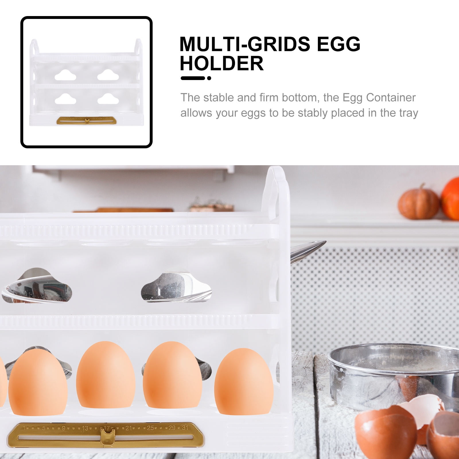 HOMEMAXS Egg Holder for Refrigerator 1 Set Flipped Container Multi Layer Household Egg Rack Box