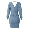 thumbnail image 5 of Vestido de punto sin espalda con cuello en V y manga larga para mujer - Minivestido ajustado de punto cruzado - Conjunto con cinturón para fiesta - S-XXXL, 5 of 5