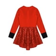 thumbnail image 4 of Doomiva Kids Girls Sequins Modern Jazz Dance Dress Long Sleeve Bowtie Leotard Ringmaster Tuxedo Tailcoat Red 10, 4 of 7