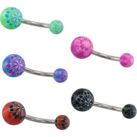 14-Gauge Flower Belly Ring Value Pack